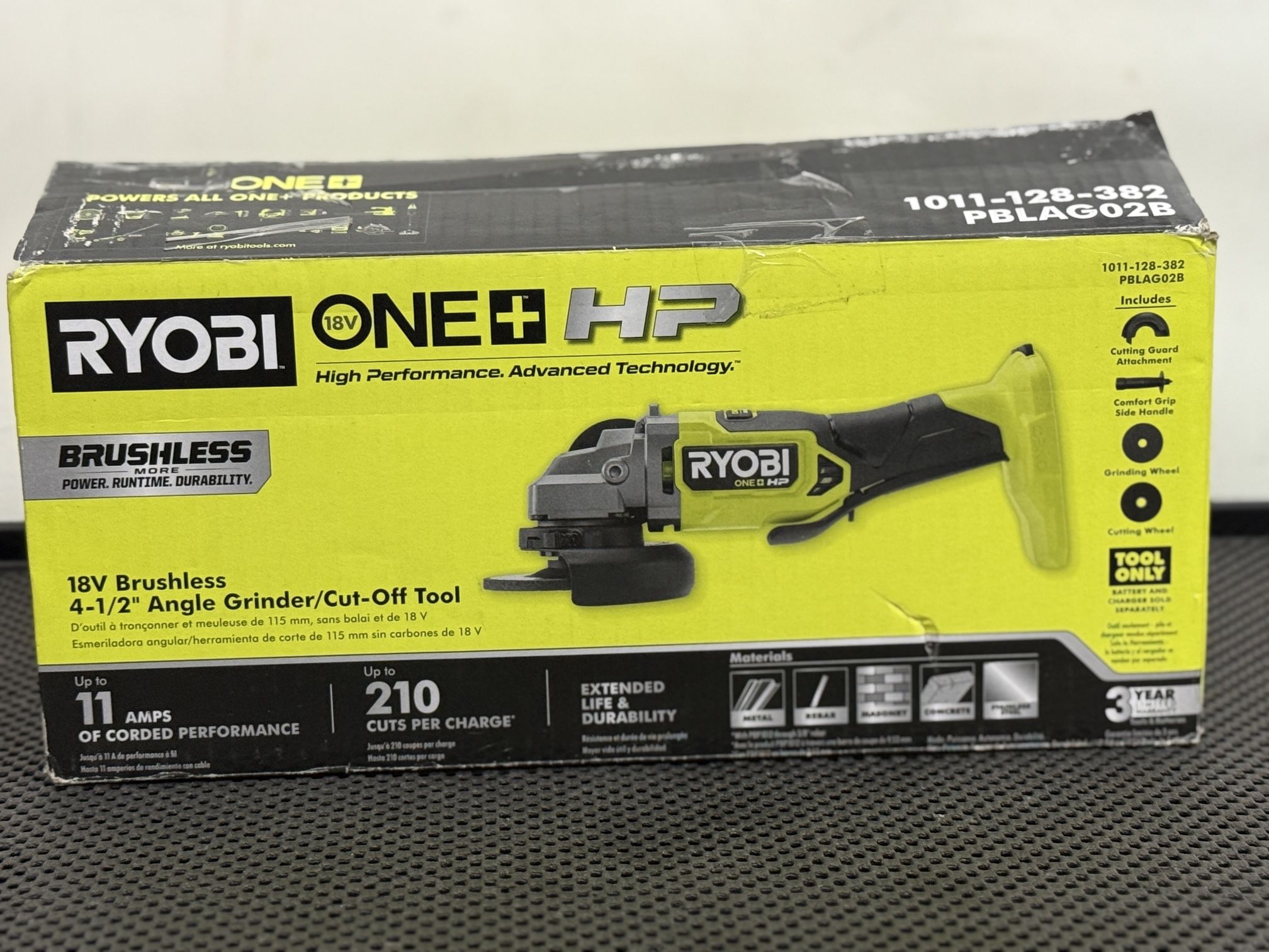 RYOBI ONE+ HP 18V Brushless Cordless 4-1/2 in. Angle Grinder (Tool Only) USED LIKE NEW