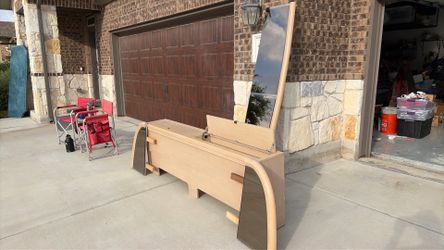 Vintage Postmodern Art Deco Thomasville Mirrored Headboard