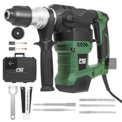 Prostormer 1-1/4" SDS-Plus Rotary Hammer, 13 Amp Powerful Motor, 4 Functions Rotary Hammer Drill with Case, Including Grease, Chisels, Drill Bits, for