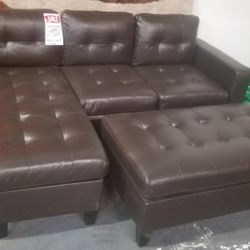 💥LEATHER SECTIONAL WITH OTTOMAN 