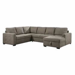 3-Piece Sectional with Pull-out Bed and Right Chaise with Hidden Storage