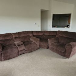 LIVING ROOM BROWN/BLACK 3 PIECE RECLINER COUCH SOFA SECTIONAL