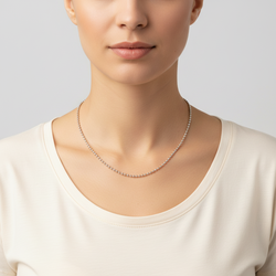 14K White Gold 17" Beaded Chain