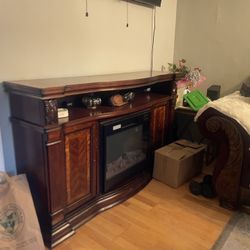 TV stand with storage and fireplace 