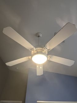 52 Inch White Ceiling Fan with 18 Inch Down Rod. For high Or Vaulted Ceiling