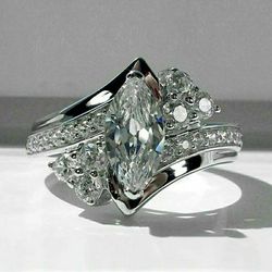 Trapezoid Cut 925s Engagement Ring SZ 7