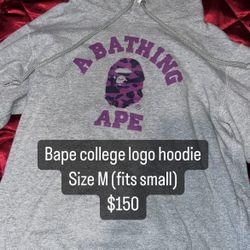 Bape College Logo Pullover Hoodie
