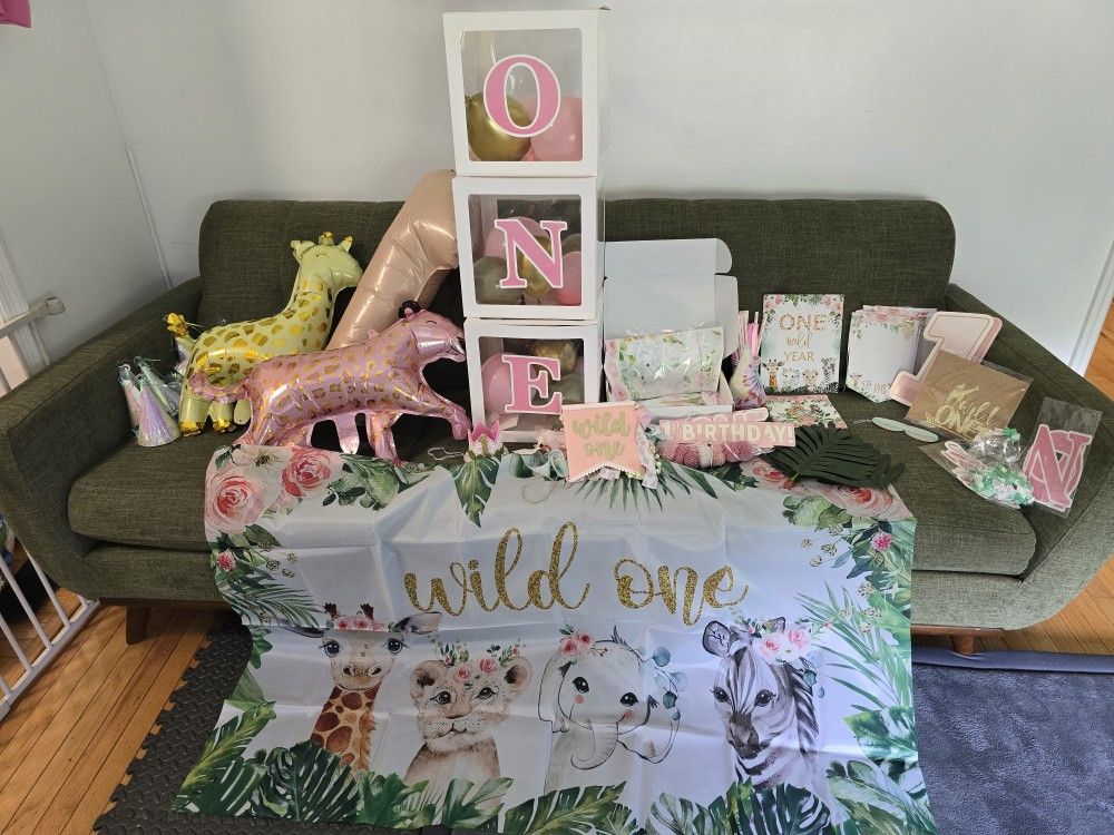 Wild one Birthday party decorations no balloons