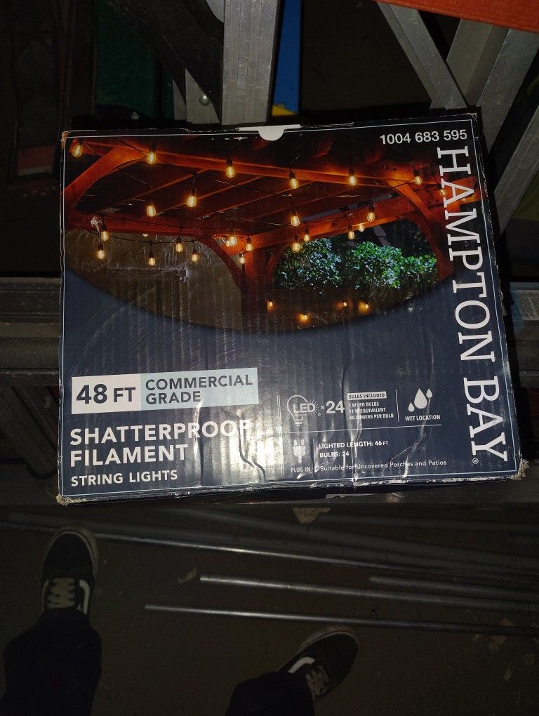 Hampton Bay 24 ft. Black Commercial Grade String Lights 12  Bulbs