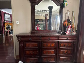 Cherry wood dresser & mirror