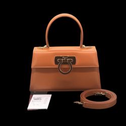Salvatore Ferragamo Iconic Top Handle In Volcano