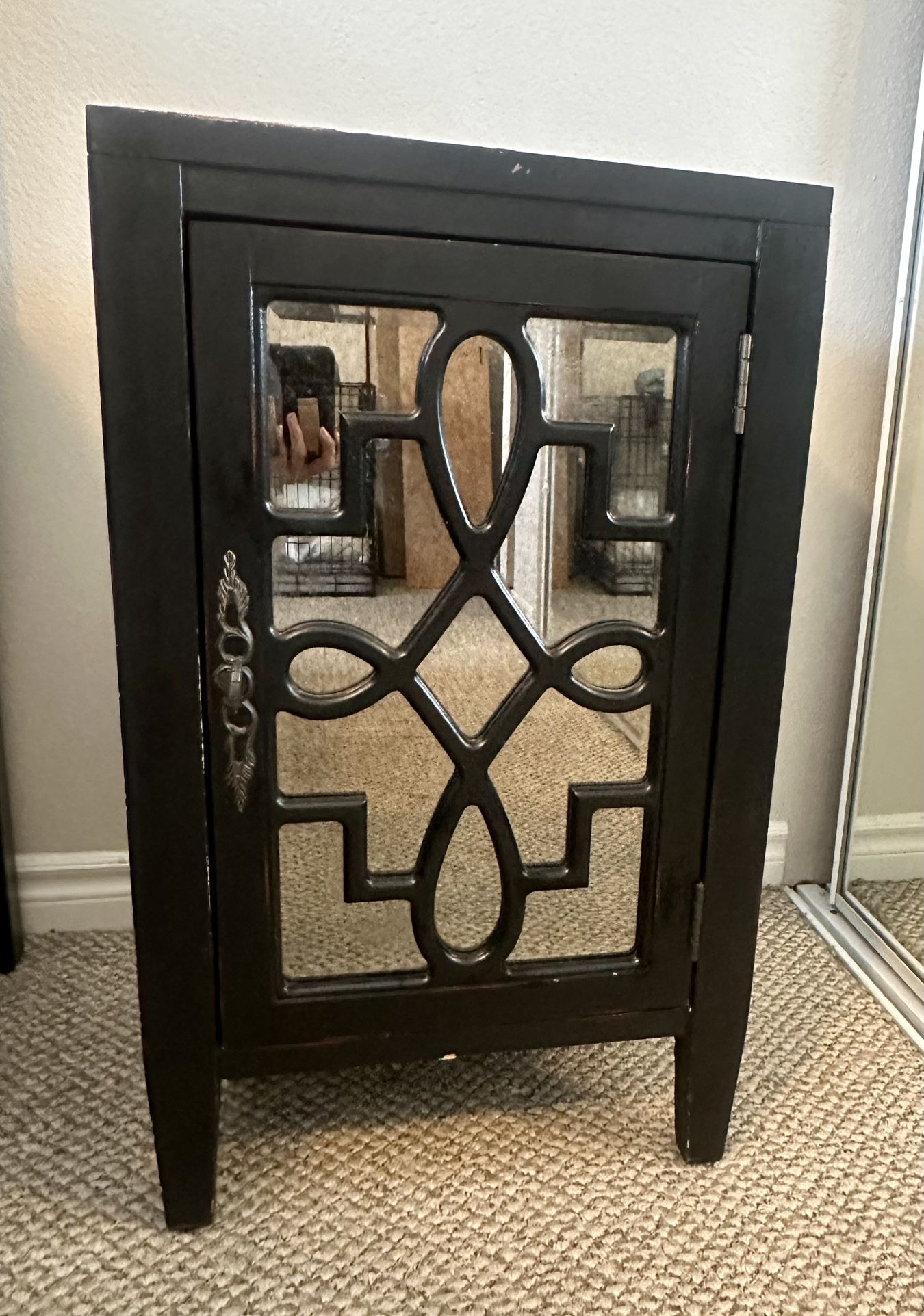 Black Mirrored Accent Cabinet / Nightstand