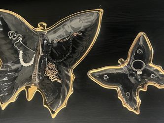 Vintage Glass Butterfly Trinket Dishes