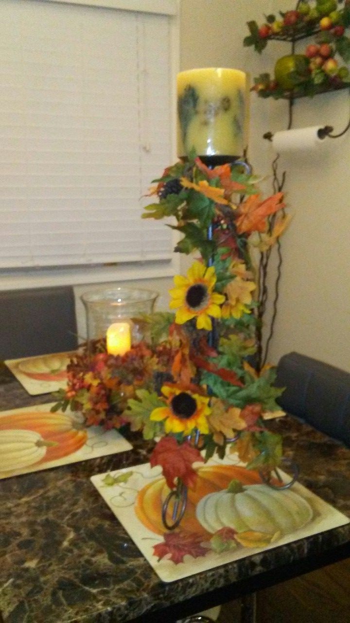 Glass Vase and Iron Candle Stick