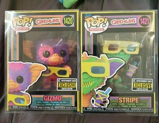 Funko POP Gremlins Gizmo And Stripe Black Light Exclusive Editions Mint In Protectors