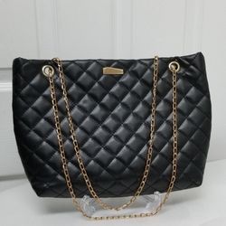 Black Quilted Handbag Tote 