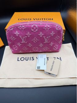 Louis Vuitton pink denim cosmetic pouch