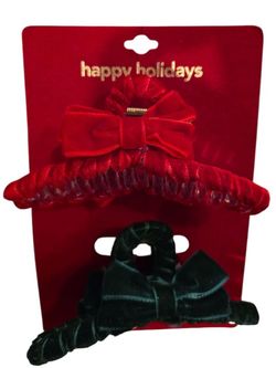 Red and Green Velvet Hair Clips