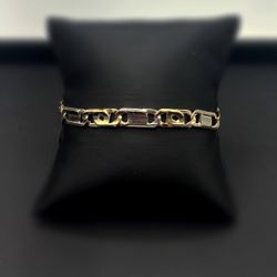 14k two tone  bracelet tiger eye 9" bracelet