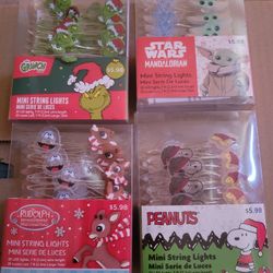 Mini String Lights $4 A BOX grinch,peanuts, Rudolph Starwars Mandalorian  2 PagesNew Grand Prairie 
