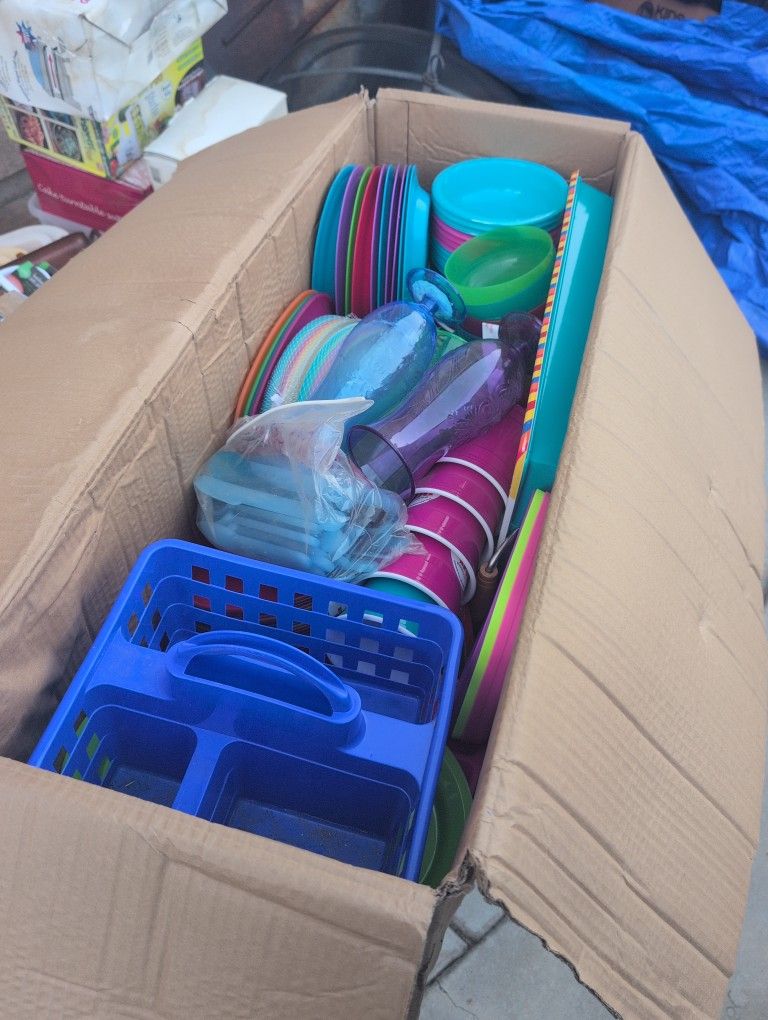 Picnic Table Utensils, Plates And Other Dishes