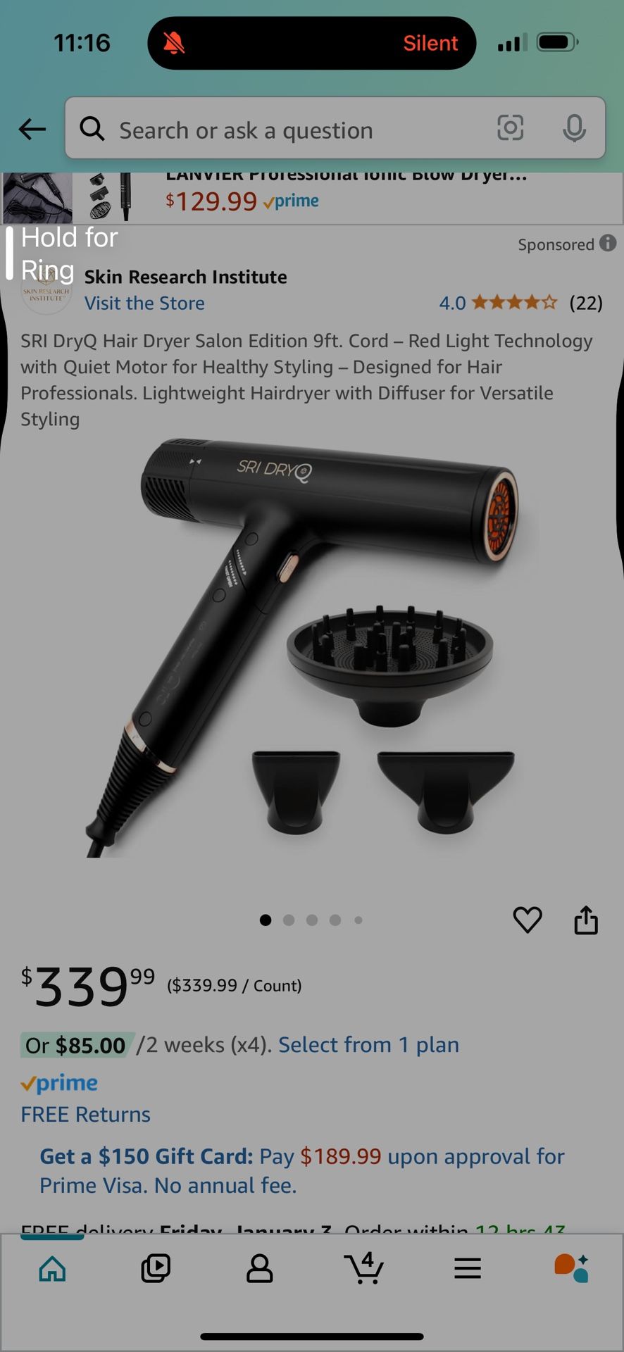 SRI DryQ Hairdryer New