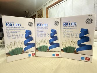Set Of 3 Boxes Christmas Miniature Lights, White/warm 100 Count, New