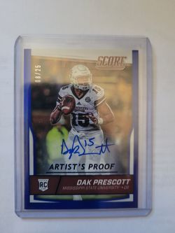 2016 Score RC Rookie Dak Prescott Artist's Proof Auto #/25