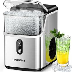 Nugget Ice Makers Countertop, Pebble Ice Maker Machine with 35lbs/24H Soft Ice, Self-Cleaning Sonic Ice Maker with Ice Scoop&Basket, Pellet Ice Maker 