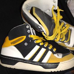 Yellow/Black/White Adidas Hightop Shoes