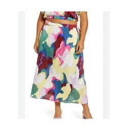 NWOT Open Edit Multicolored Midi Skirt