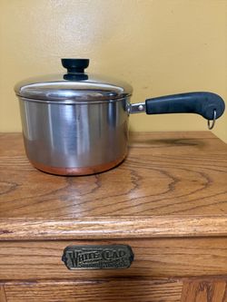 Vintage 3Qt Revere Ware Copper Bottom Saucepan with Lid. B