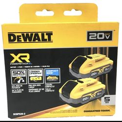 DEWALT POWERSTACK 20V Lithium-Ion 5.0Ah Battery Pack (2 Pack) DCBP520-2