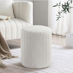 Get Set Style Modern Round Ottoman with Soft Padded Seat, Multifunctional Vanity Chairs for Makeup, Upholstered Footrest Stool Ottoman Foot Stool for 