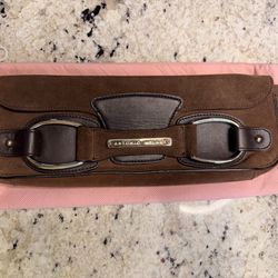 Antonio Melani Soft Brown Suede Leather Clutch Bag Handbag Purse