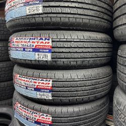 SET OF FOUR NEW TIRES ST205/75/15 AMERICAN ROADSTAR INCLUDING MOUNT AND BALANCE ASK ME FOR SIZES AND BRANDS 