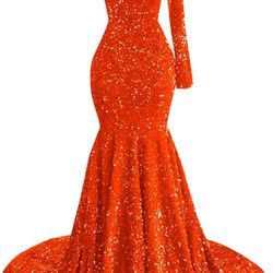 Women's Long Sleeve Sequin Mermaid Prom Dresses Sparkly Formal Evening Ball Gown