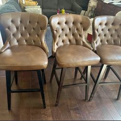 3 Cozy Leather Chairs (OBO)  (in great condition) 