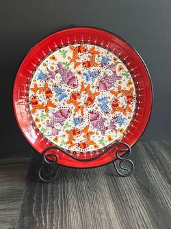 Vintage Hand Made Turkish fish Nimet Ceramic Plate 12 inch round