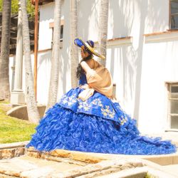 Blue & Gold Charro Quince Dress