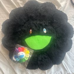 Black Takashi Murakami Plush Pillow Flower And Kaikai Kiki Co Flower Pin Keychain