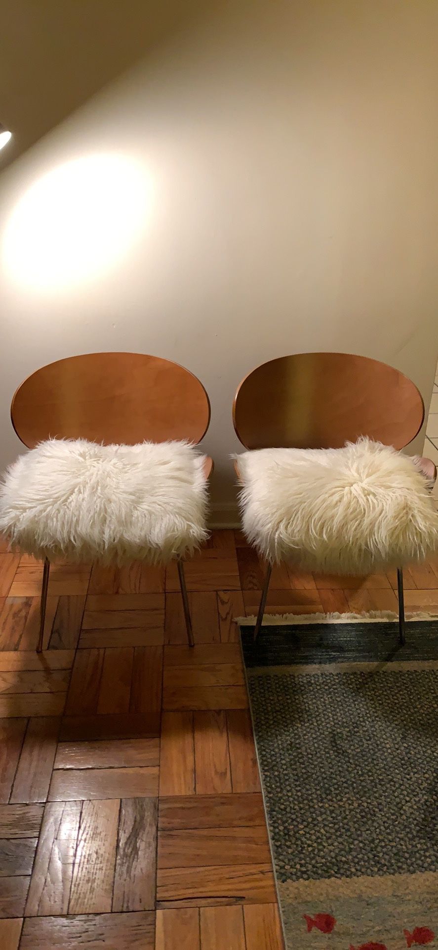 Baxton Studio Reaves Walnut Effect Mid-Century Modern Accent Chair, Set of 2.
