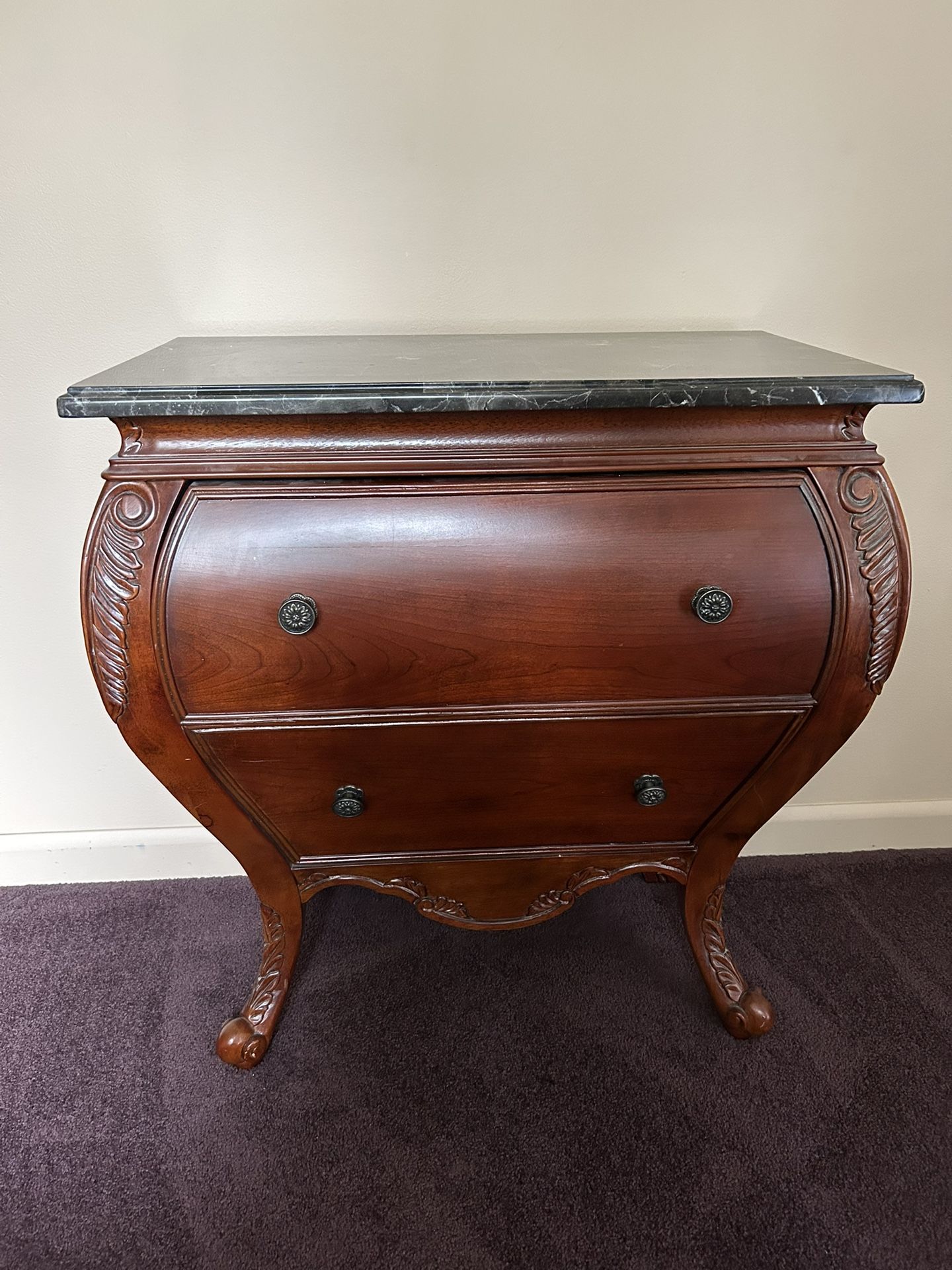 BOMBAY CHEST WOOD MARBLE STORAGE CABINET FOYER HALL