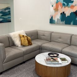 Leather Sectional Couch Sofa 