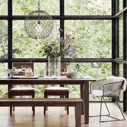 Crate & Barrel Basque Honey 65” Dining Table & Bench