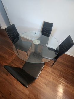 Round Glass Dining Table with 4 Chairs