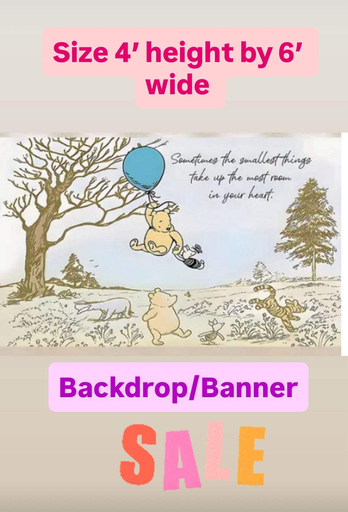 Classic Winnie The Pooh Backdrop/banner