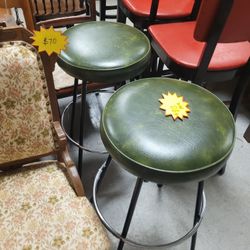 2 Green Stools 