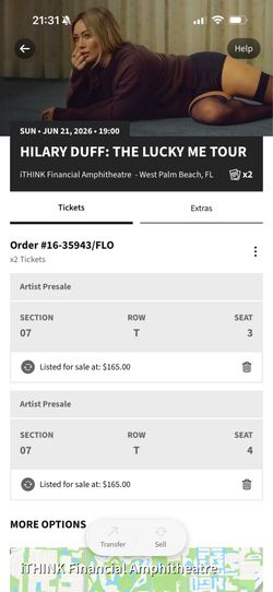 Hilary duff tickets 6/21