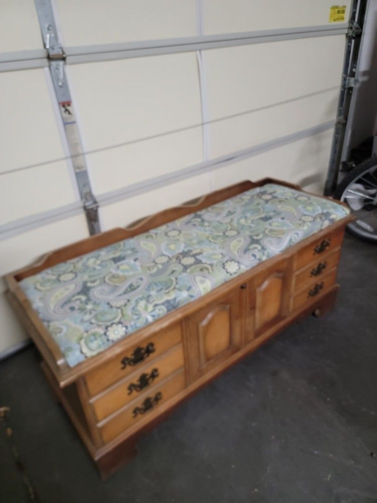 Storage Bench With Little Matt Almost Five Feet Long. Solid Wood Ready To Go